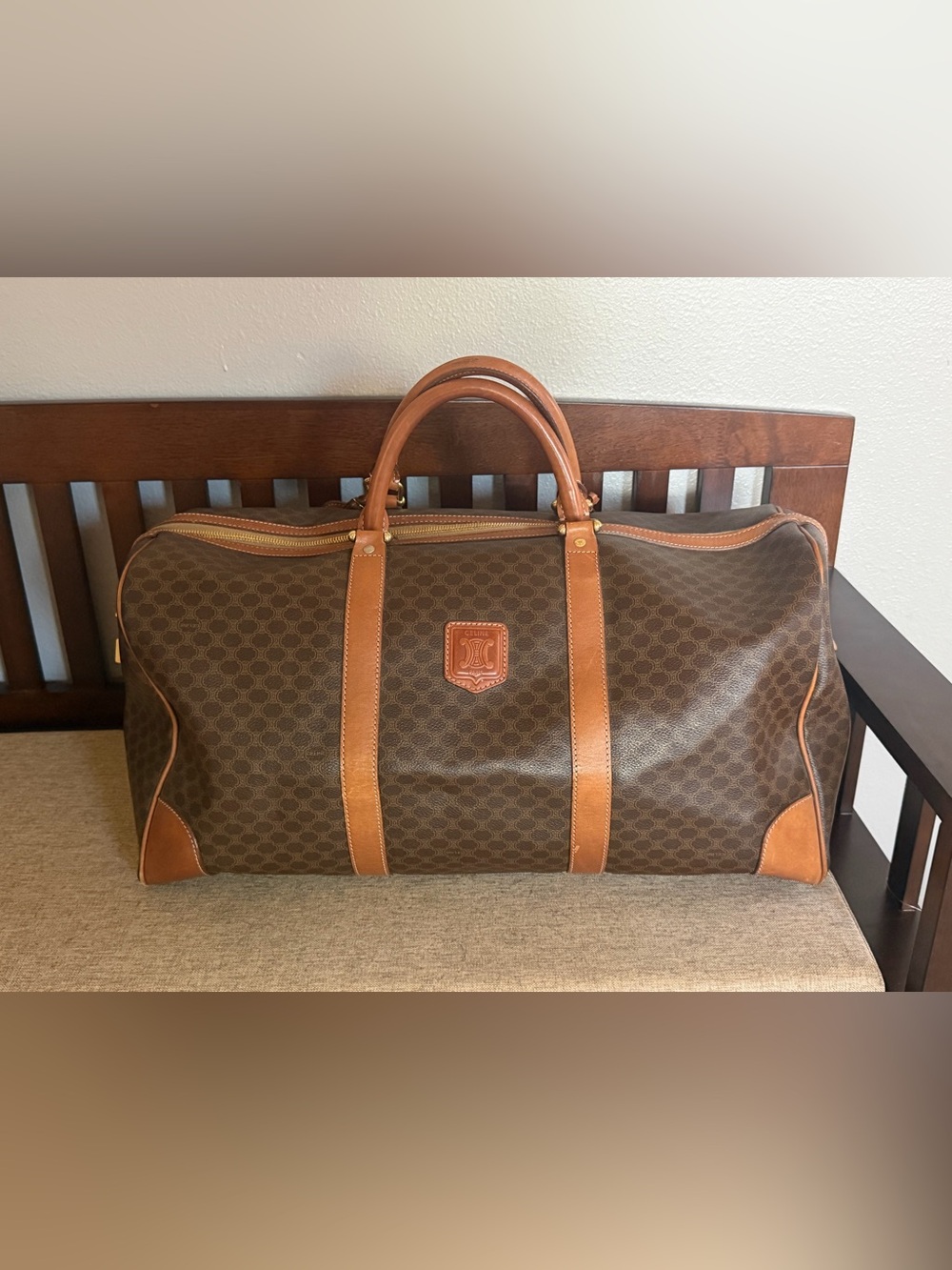 Celine Vintage Macadam Boston Duffle Bag